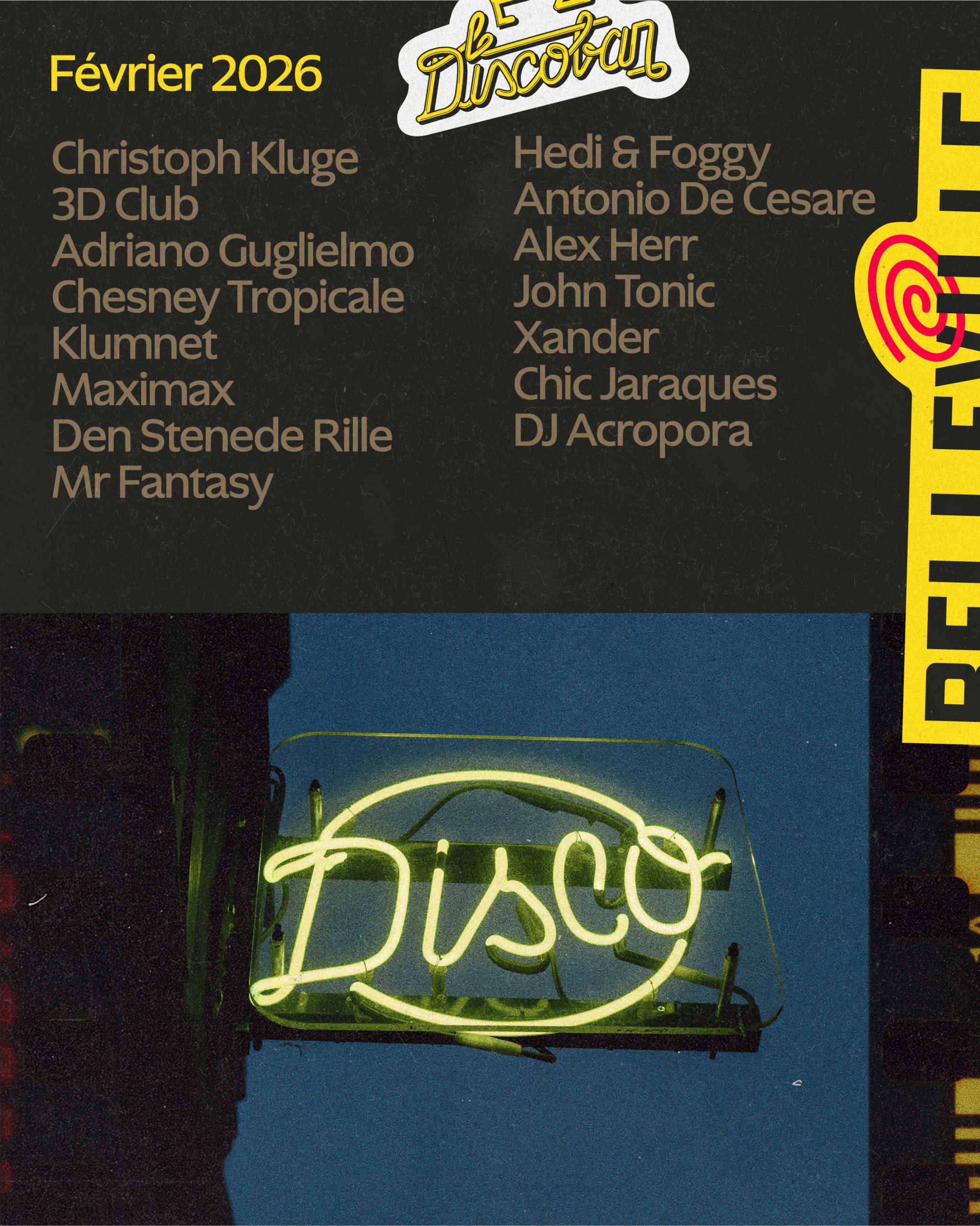 Programmation du mois – Le Discobar